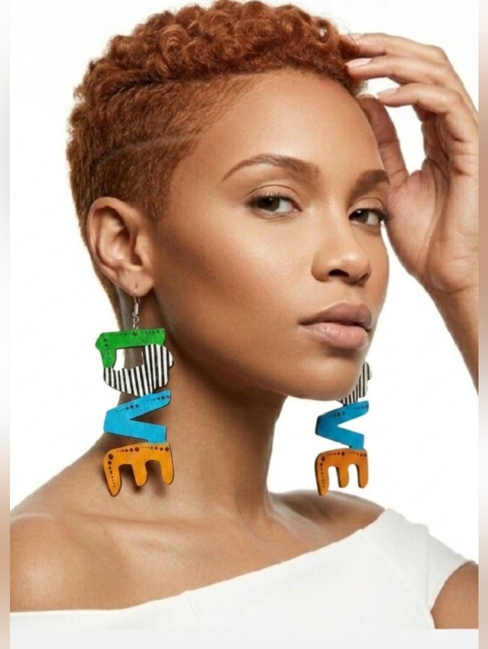 Africa "LOVE" Statement Earrings NWT